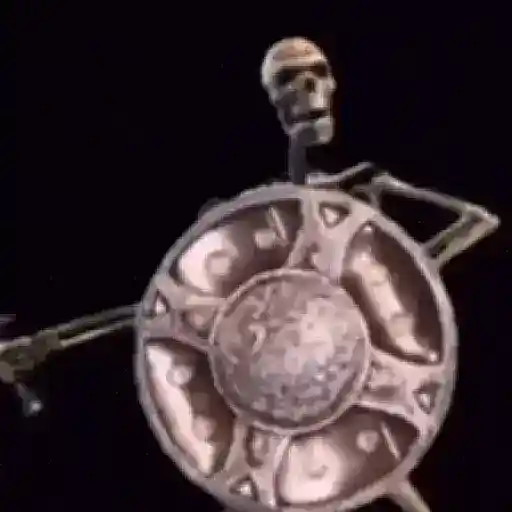 Skeleton banging shield meme sound effect for video editing