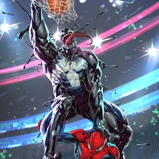 Venom Dunking on Spider-Man